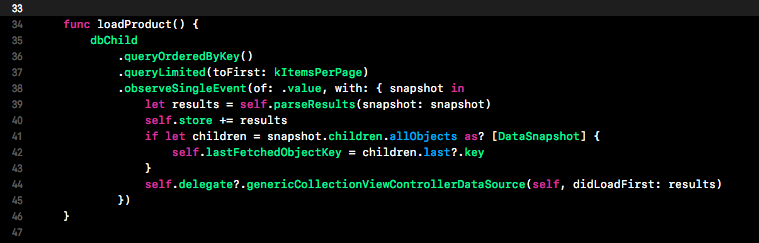 firebase database shopping products fetch json ios swift 4 code