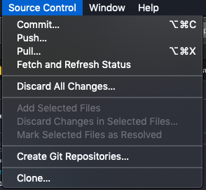 source control menu