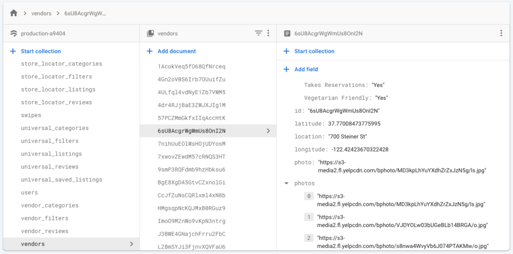 UberEats Firebase Tables setup step 7